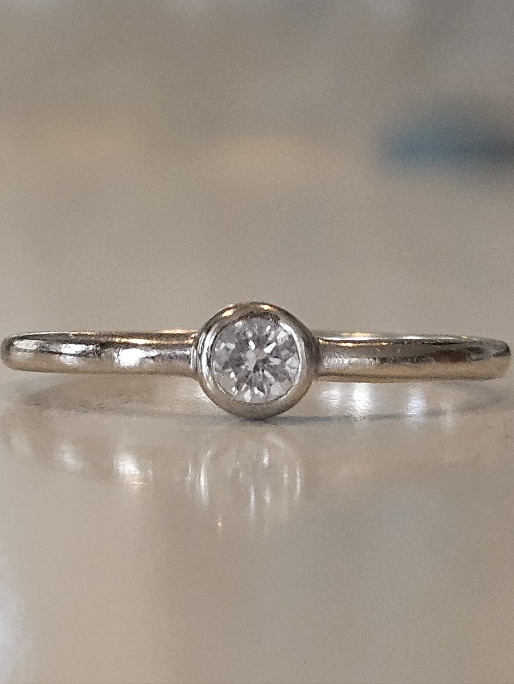 Minimalist Clyde Duneier Solid 14k White Gold Natural Diamond Promise Ring